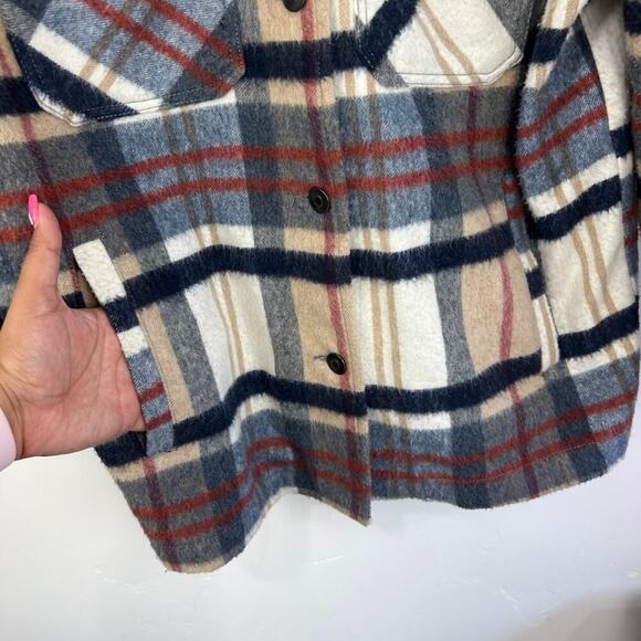 Zara Plaid Long sleeve shacket wool blend button up womens size xs - Picture 4 of 8